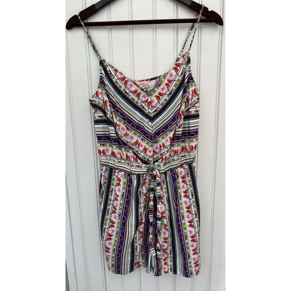 Mara Hoffman Swim L Romper Parrots Palm Tropical Resort Playsuit Beach Vacation